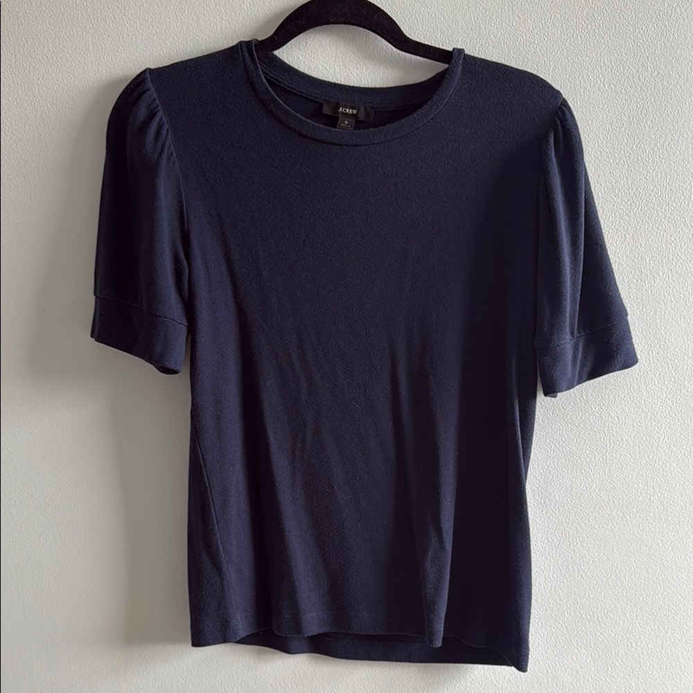 J. Crew Navy Puff Sleeve Top